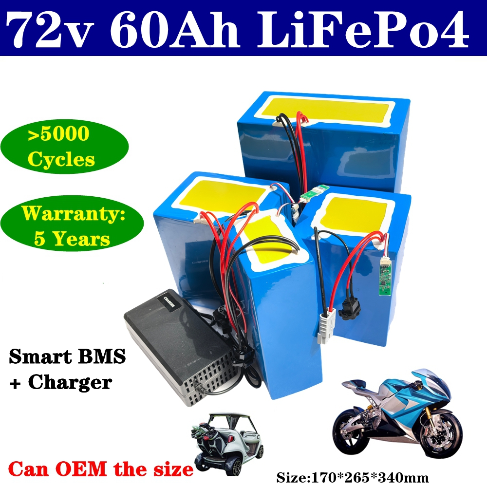 แบตเตอรี่ลิเธียม 72V 60Ah LiFe - 72V 60Ah Lifepo4 Battery Pack บทวิจารณ์และราคา