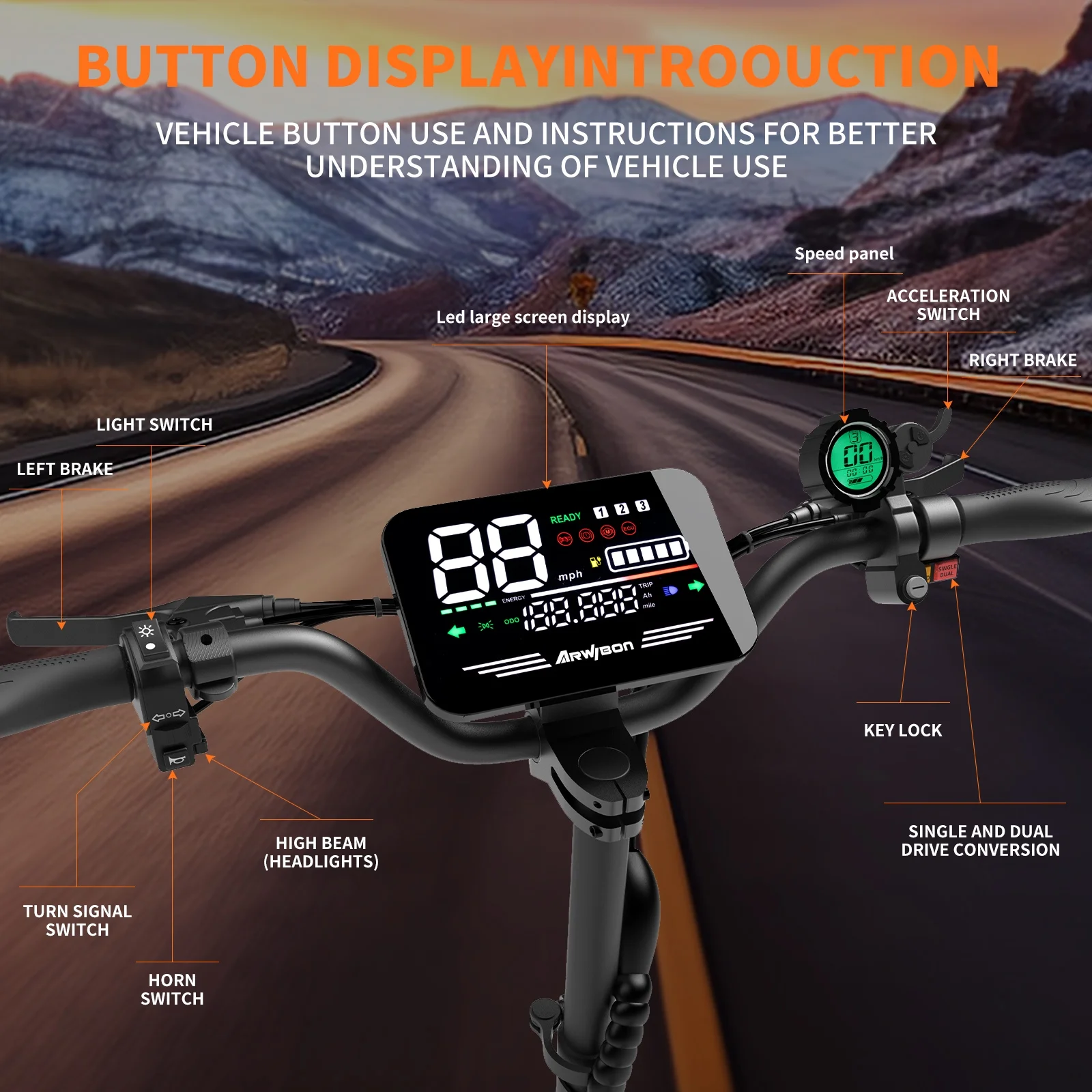 สกู๊ตเตอร์ไฟฟ้า Arwibon 5600W  - 60V 5600W Dual Motor Electric Scooter บทวิจารณ์และราคา